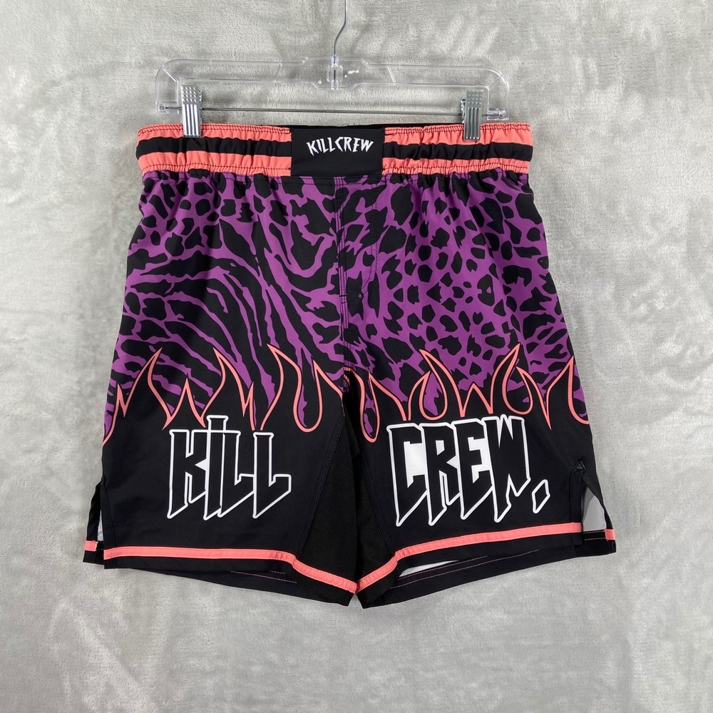 Kill Crew Jiu-Jitsu Porrada Series Shorts Mens Medium Purple Leopard Flame BJJ